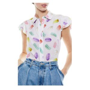 Alice + Olivia | Eli Macaron Print Flutter Blouse